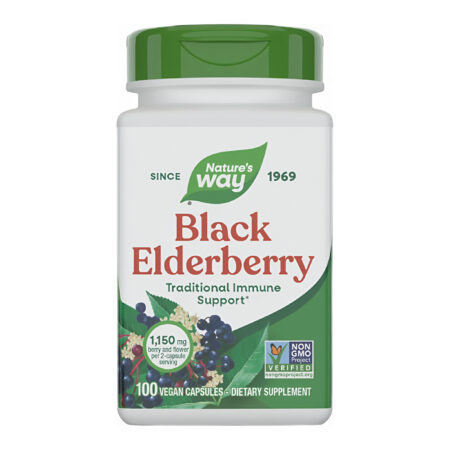 Natures Way Black Elderberry 1150mg 100 Vegan Capsules
