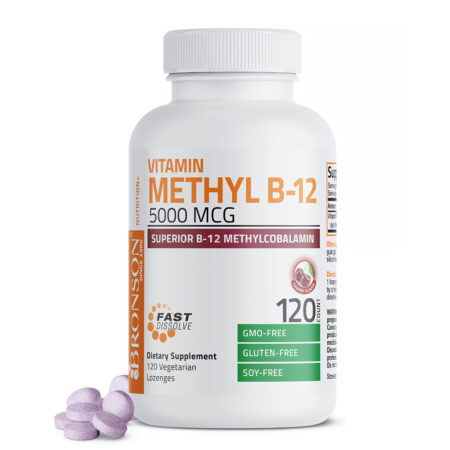 Bronson Vitamin Methyl B-12, 5000mcg 120 Vegetarian Capsules